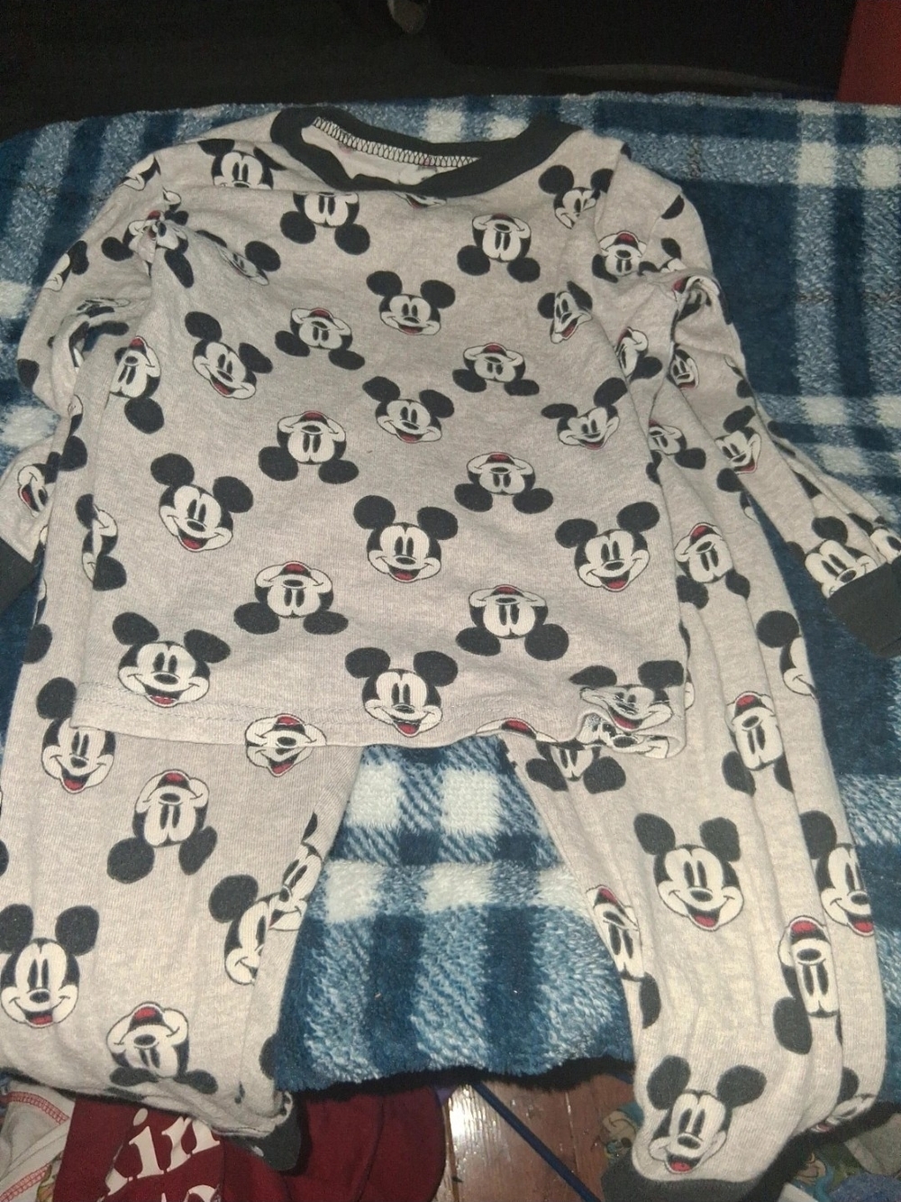 Disney Gray Mickey Mouse Kids Pajama Set with Black Accents